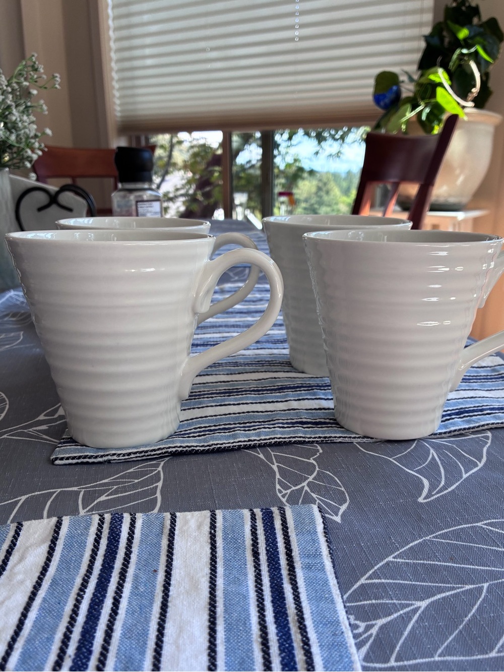 Sophie Conran Portmeirion Classic White Ribbed Ceramic Mug - Set of 4